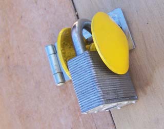 The Padlock Guard securing a double door entry